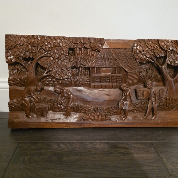 Hand-Carved Wooden Wall Art - Picture 1 of 1